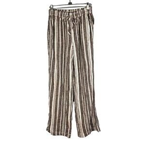Briggs Grey and White Linen Blend Wide Leg Pants Size S